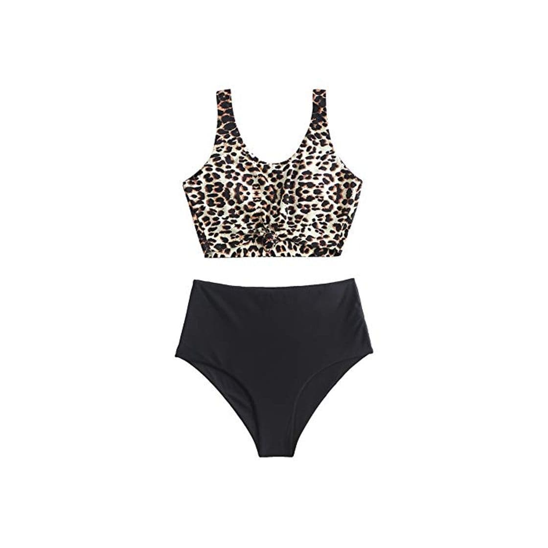 Product ZAFUL Tankini Set con Relleno Estampado Leopardo High Cut Braguita para Mujer