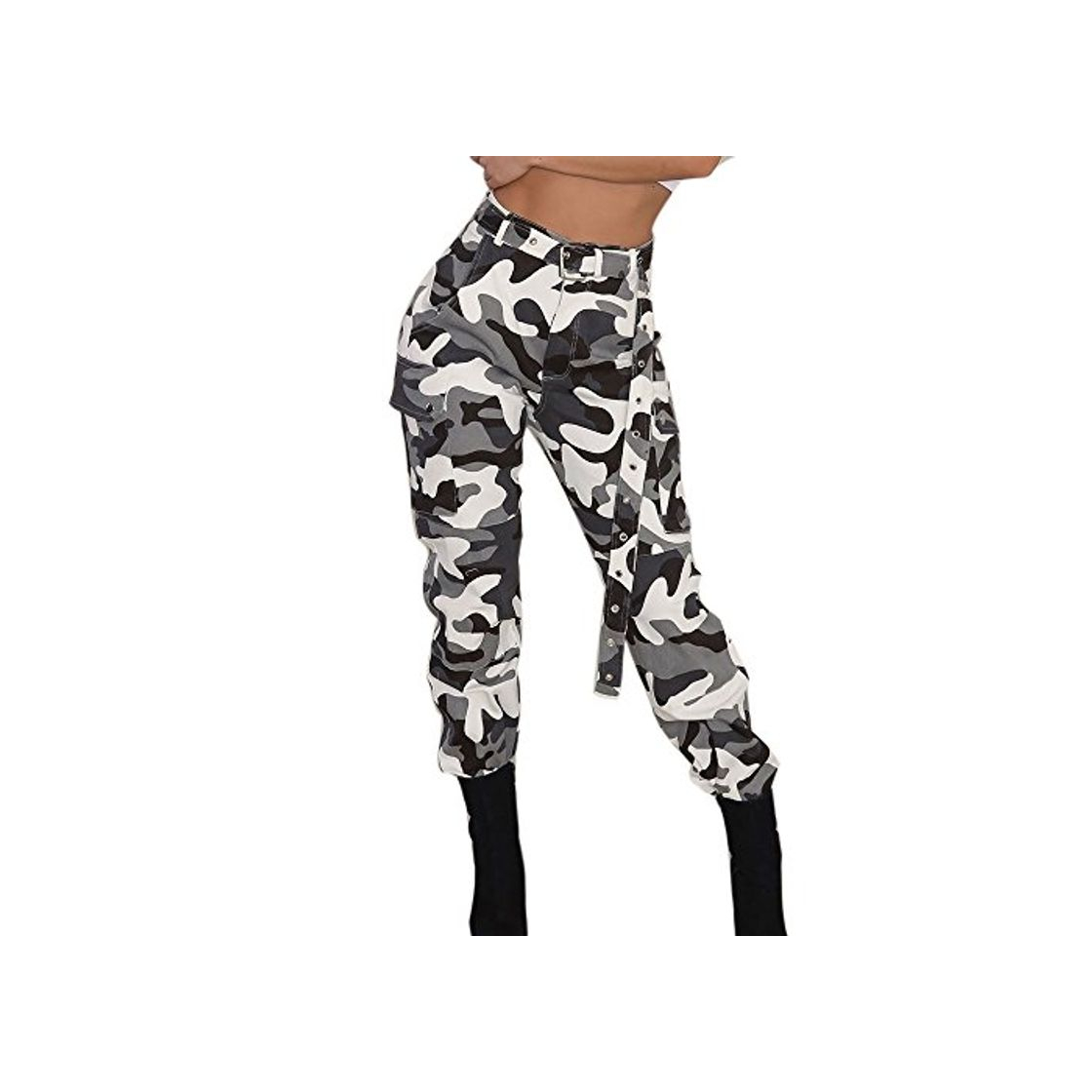 Moda Pantalones Militares Mujer Cintura Alta Pantalon de Camuflaje de Chándal Hip Hop