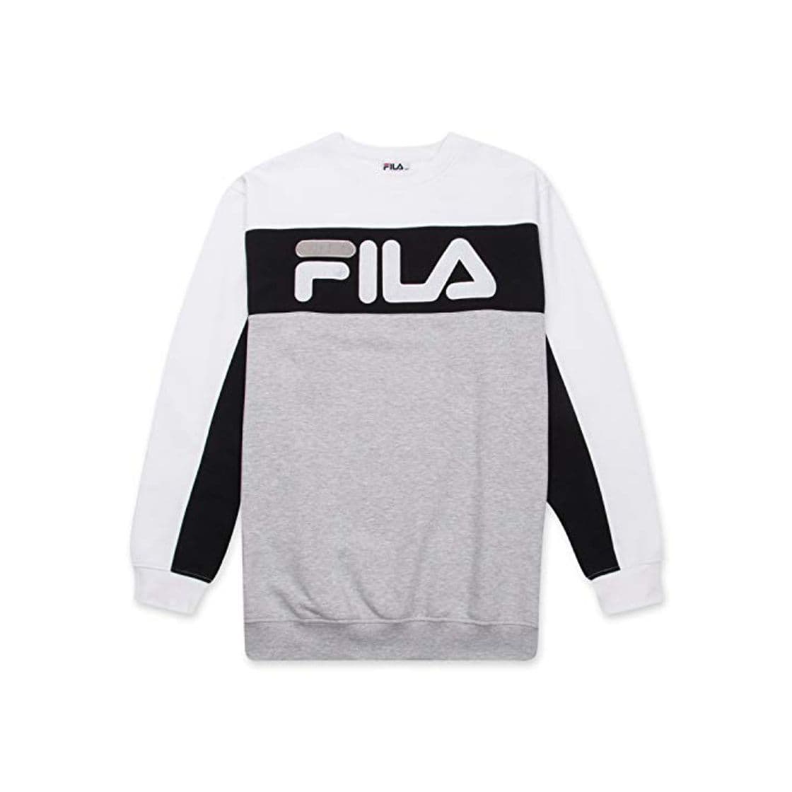 Moda Fila Men's Big and Tall Long Sleeve T Shirt Big & Tall Crewneck Men Shirt White 5X