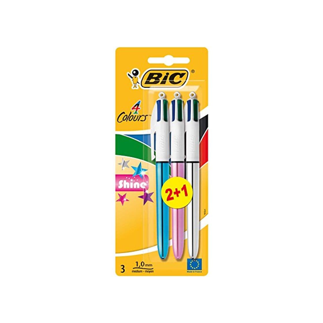 Product BIC 4-Color Shine - Pack de 2+1 bolígrafos con 4 colores de