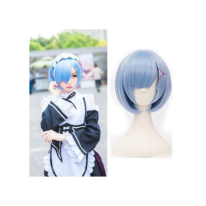 Product Creamily Blue Short Bob Rem Cosplay Peluca Anime sintético Hair Party Peluca