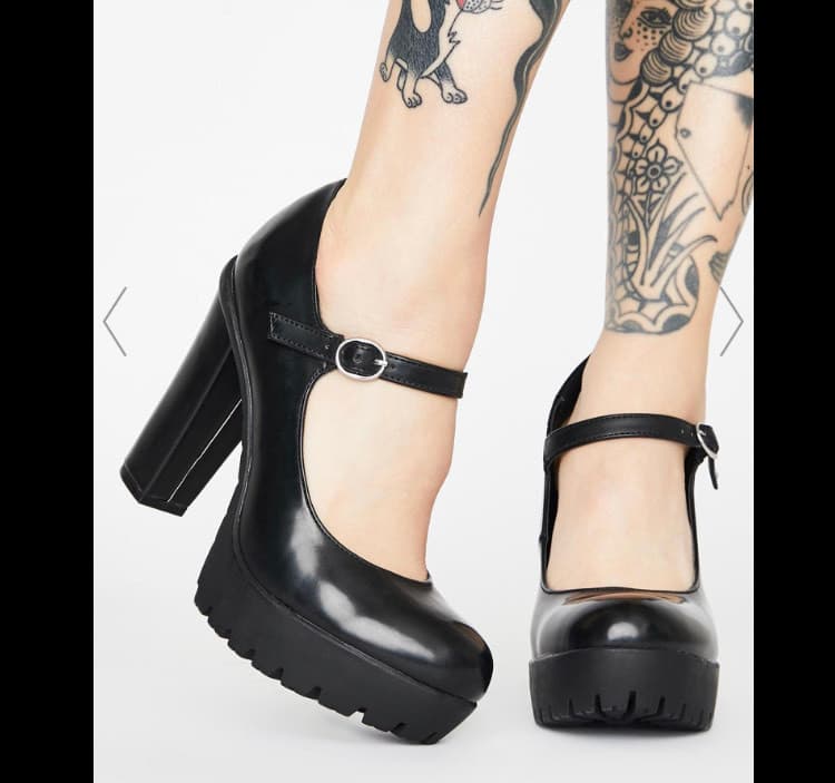 Producto Black Faux Leather Platform Heel Mary Janes