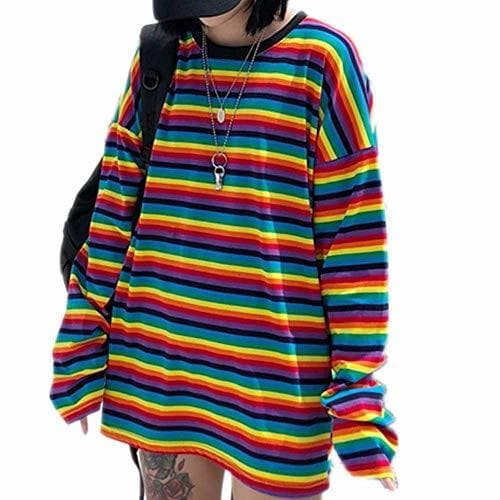 Product Tasty Life Sudadera A Rayas Rainbow Camiseta para Mujer