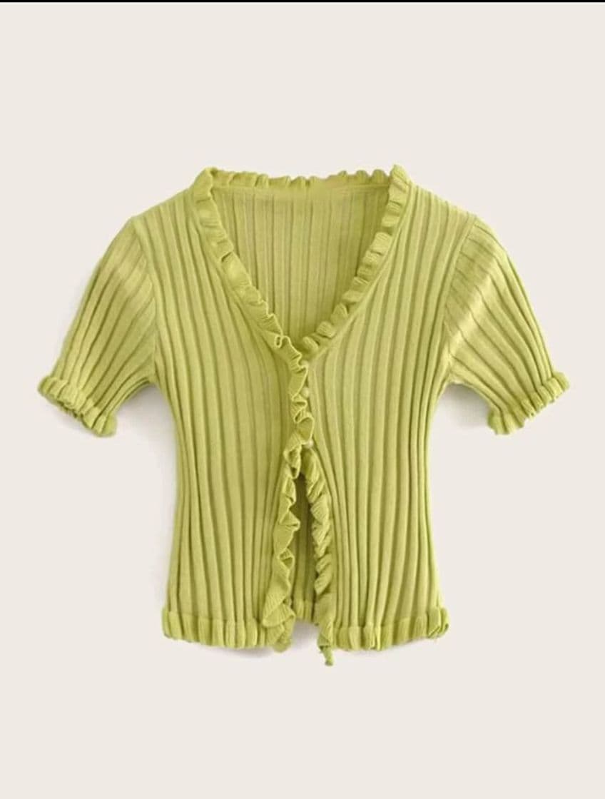 Producto Ruffled Ribbed Cropped Cardigan