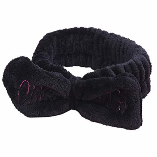 Producto ecmqs – Banda de Cabello para Mujeres/niñas Spa diadema Large Bowknot Mignon letras OMG