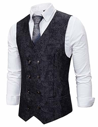 Product YCUEUST Hombre Chaleco de Traje Sin Manga Waistcoat Formal Boda Ceremonia Azul