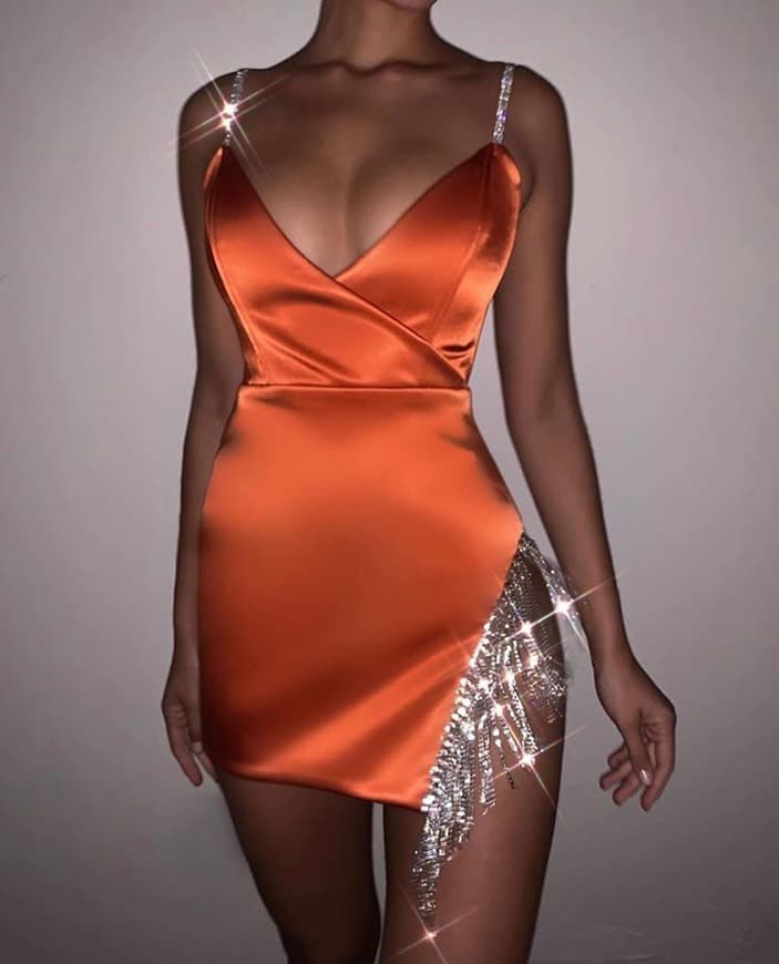 Moda Vestido cetim laranja 🍊 