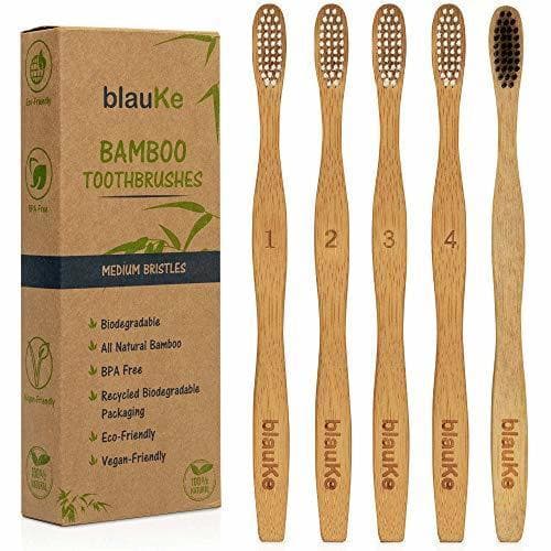 Product 5 Cepillos de Dientes de Bambú Dureza Media: 4 Cepillos de Bambu