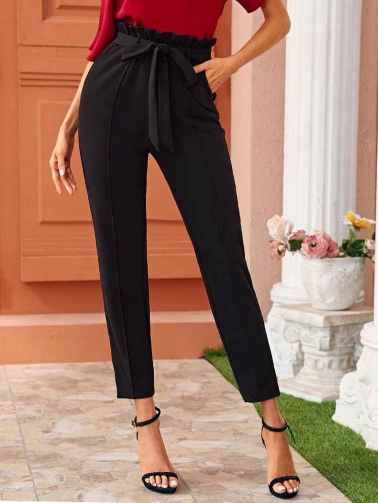 Moda Pantalón con cinturón, negro