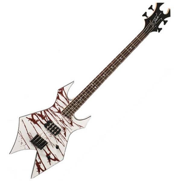 Moda DISC BC Rich Revenge Warlock Bass, White Blood Splatter