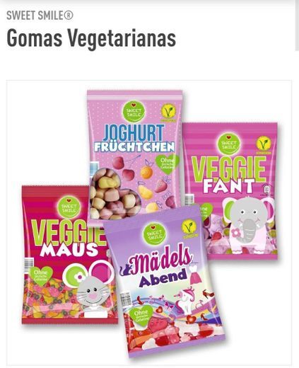 Producto Sweet smile gomas vegetarianas 