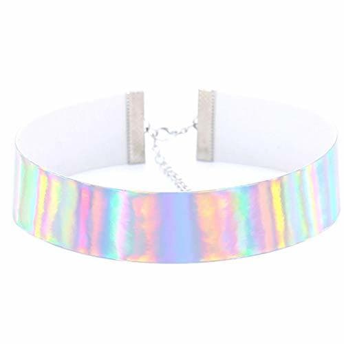 Product Bongles Gran Anillo O Forma Holográfico del Holograma PU Collar Choker Neckband