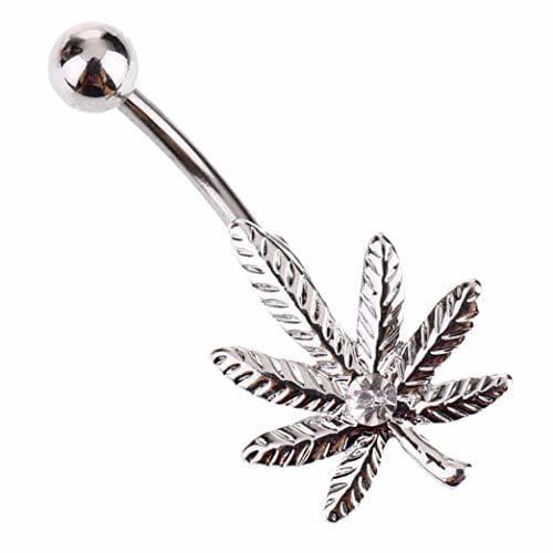 Moda Tirdds Nuevo Diseño Hoja de Arce Ombligo Piercing Ombligo Marihuana Botón Piercing