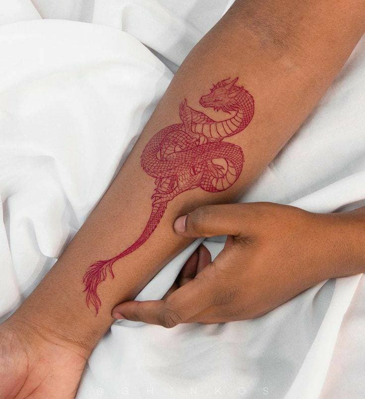 Moda Red dragon Tattoo