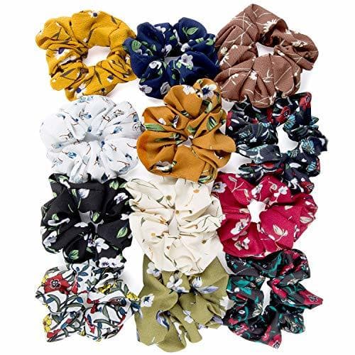 Belleza ZOEON 12 Piezas Scrunchies de Pelo Flor de Gasa Elásticos Lazos de