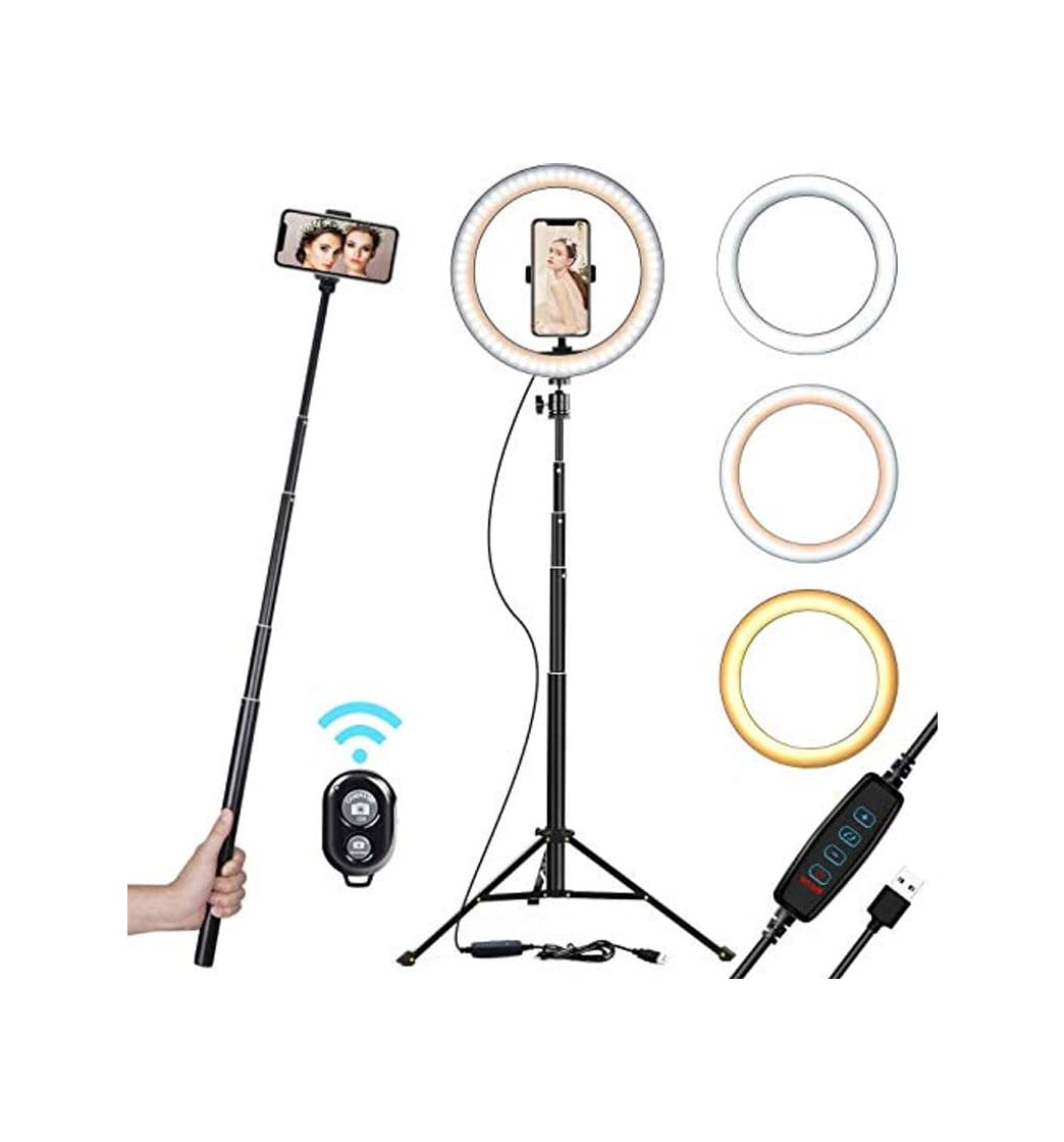 Product 10"Selfie Ring Light con Soporte para Trípode y Soporte para Teléfono Celular