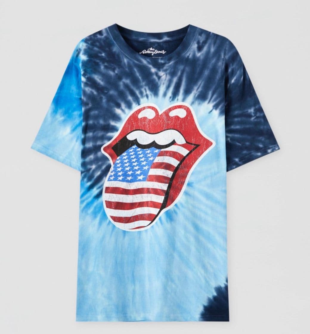 Fashion Camiseta rolling stones tie dye azul