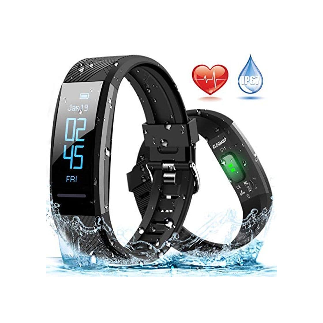 Electrónica ELEGIANT Pulsera de Actividad Inteligente Reloj Deportivo IP67 para Hombre Mujer con