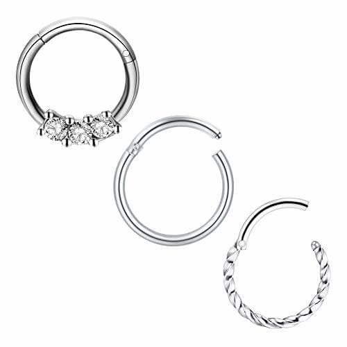 Product Longita 16G 3 Piezas Septum Joyería Acero Inoxidable Nariz Anillos Aros Clicker