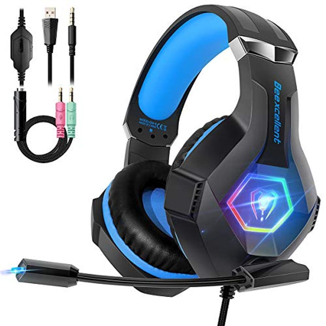 Electrónica Beexcellent Cascos PS4 con Micrófono Flexible para Xbox One PC Nintendo PS4