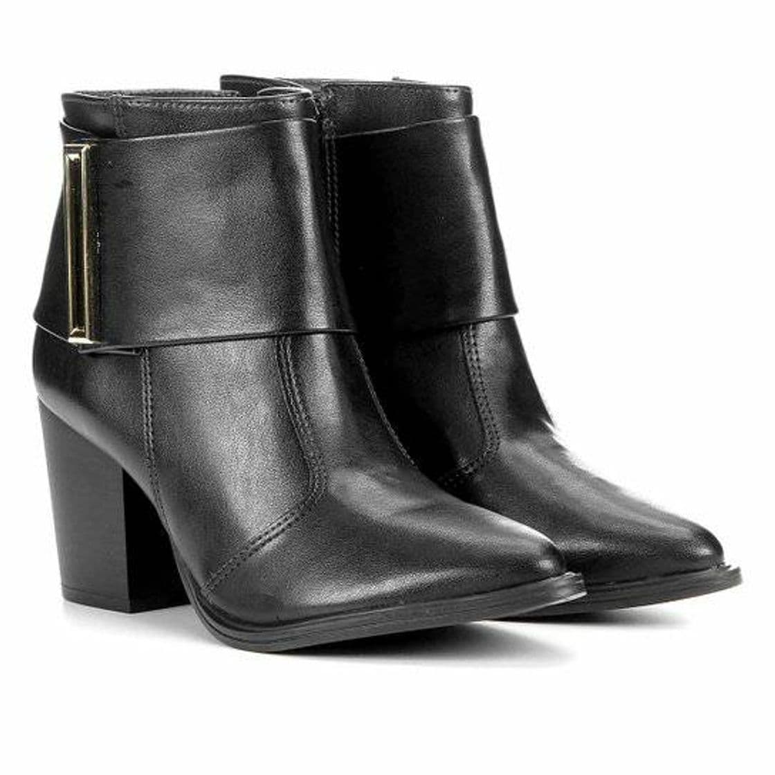 Moda Bota Cano Curto Via Uno Faixa Metal Bico Fino Feminina 