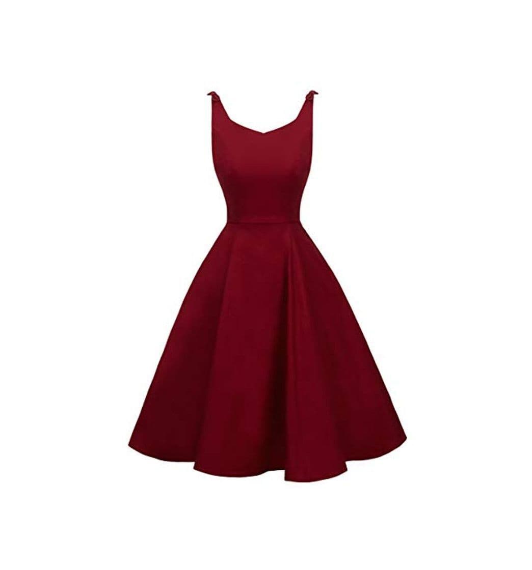 Producto Juniors 50s Vintage V-Neck Rockabilly U-Back Swing Party Dress with Bows on