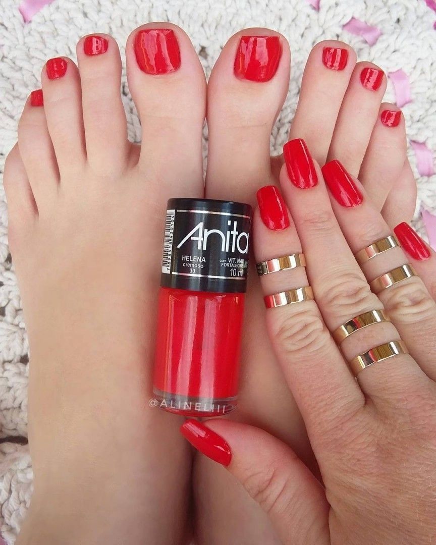 Moda Esmalte Vermelho Unhas Anita 