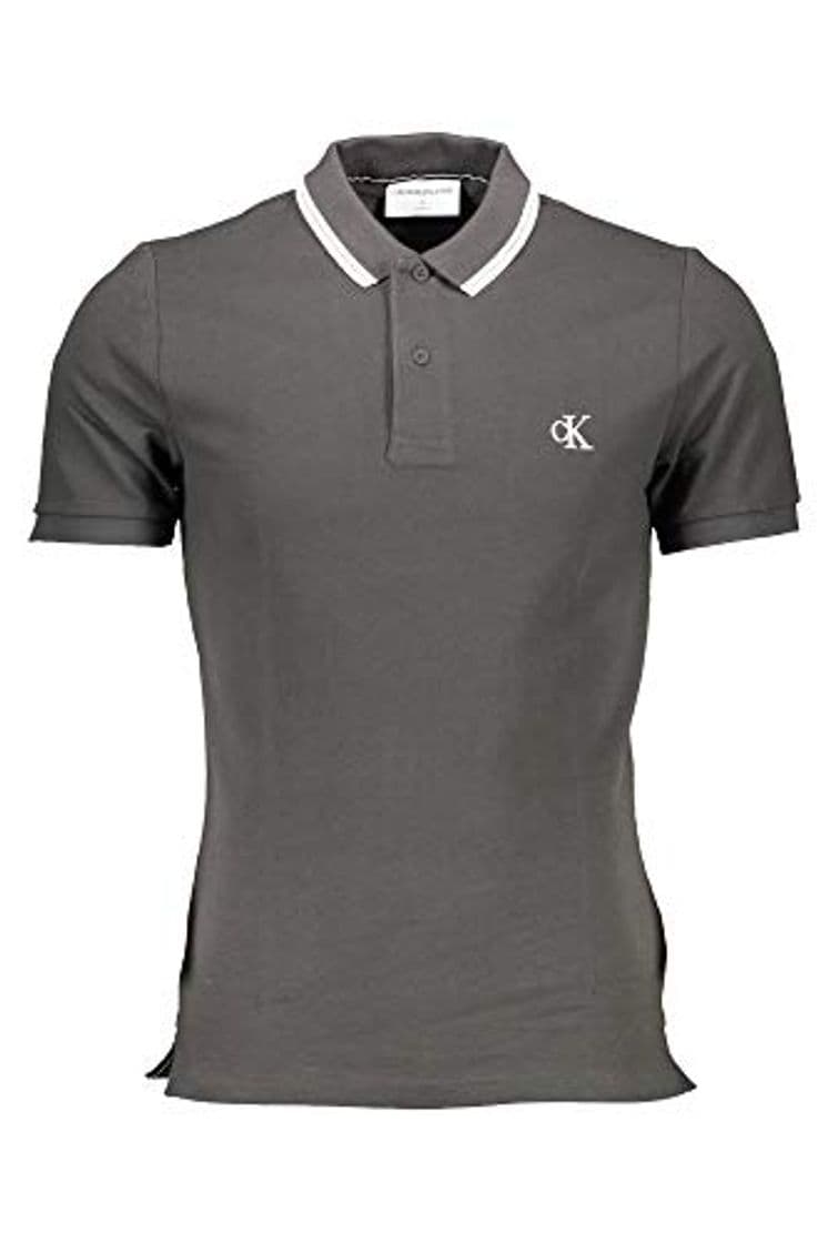 Product Calvin Klein CK Essential Tipping Slim Polo Camisa, Blanco Brillante