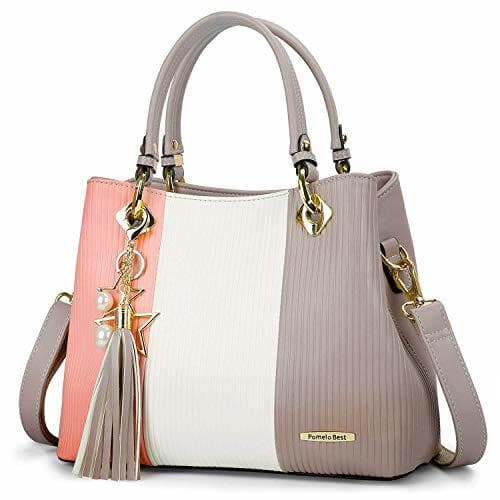 Producto Pomelo Best Bolsos de Mujer, Bolso Señora Tote Multicolor Rayas PU Cuero