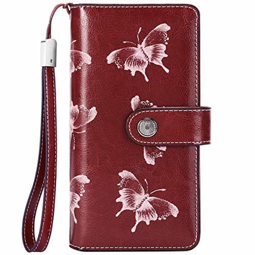 Producto Cartera Cuero Mujer Bloqueo RFID Monedero Piel Mujer Grande con Muchos Bolsillos,