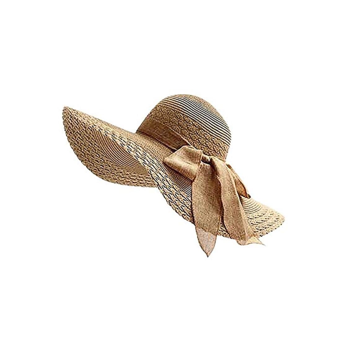 Producto LABAICAi Sunhat Women Colorful Big Brim Straw Sunhat Bow Beach Hat Sun