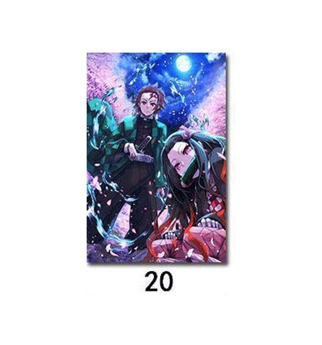 Producto Adesivo murale Anime Demone Killer Kimetsu Yaiba dipinti su Seta per Quadri per Bambini per la decorazione Della Sala Bar per famiglie Senza Cornice 50x70 cm