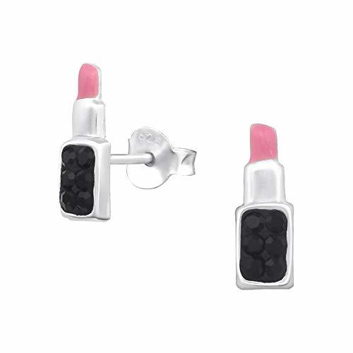 Producto So Chic Joyas© pendientes niño Pintalabios Baton pedrería cristal negro rosa blanco