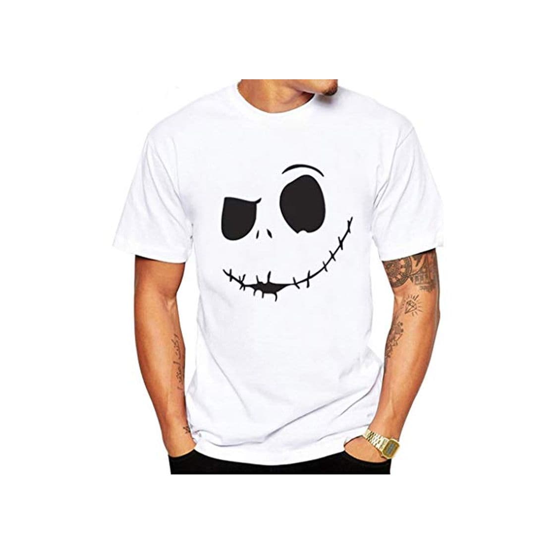 Producto Camisetas Hombre Lanskirt Camisas de Manga Corta con Cuello Redondo y Estampado Smiley Tops de Verano Elegante Polos de BáSica Camiseta para Hombres Diario 3XL