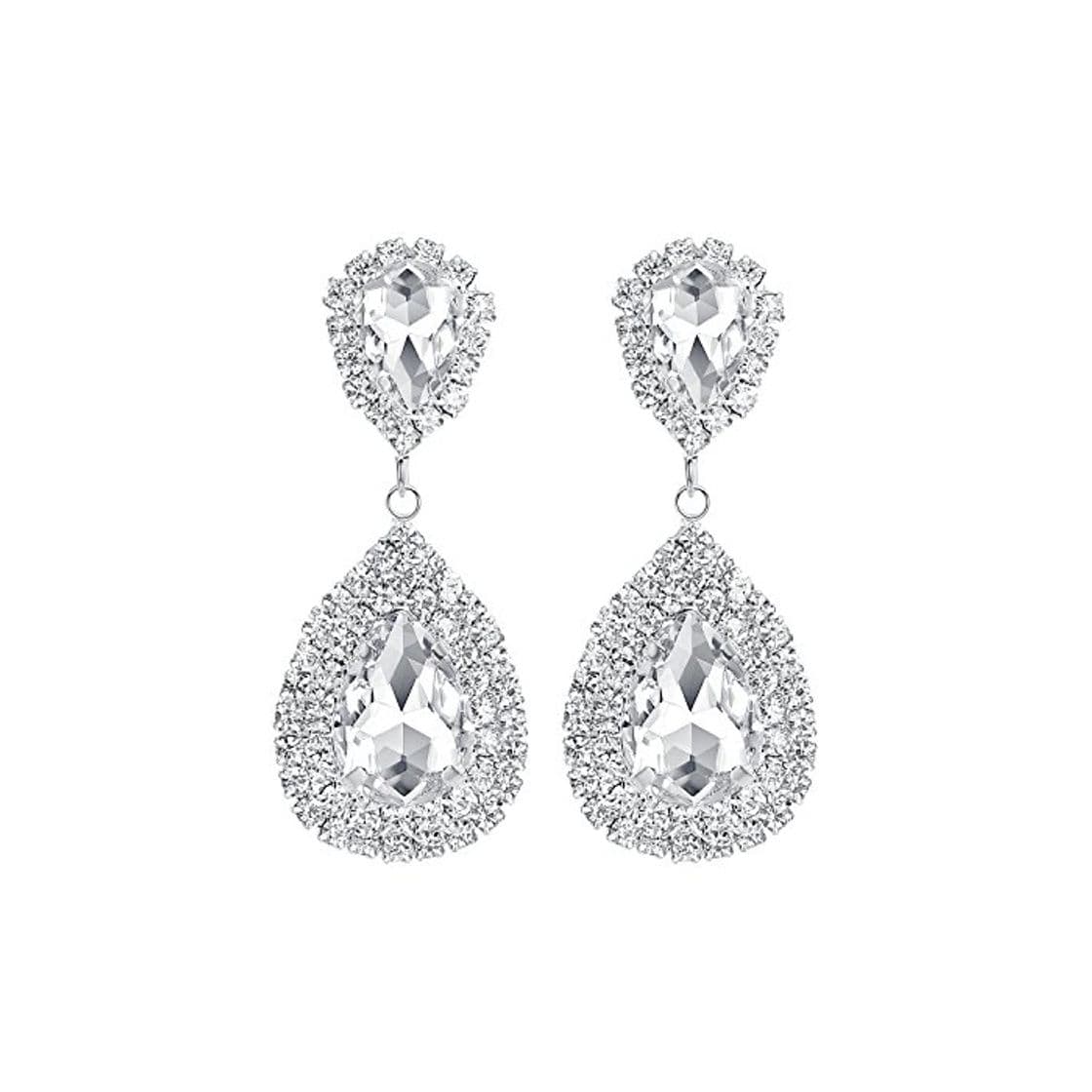 Product Mecresh color plata grandes pendientes nupciales de boda nupcial de cristal para mujeres grandes colgantes de lágrima compromiso joyería regalo plata