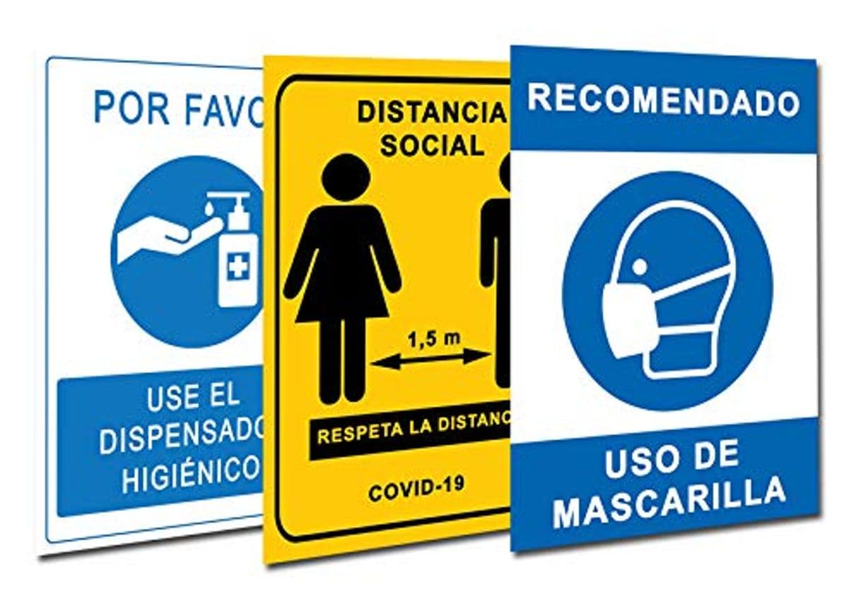 Producto Señalización Coronavirus COVID19 | Pack 3 Carteles Dispensador Gel