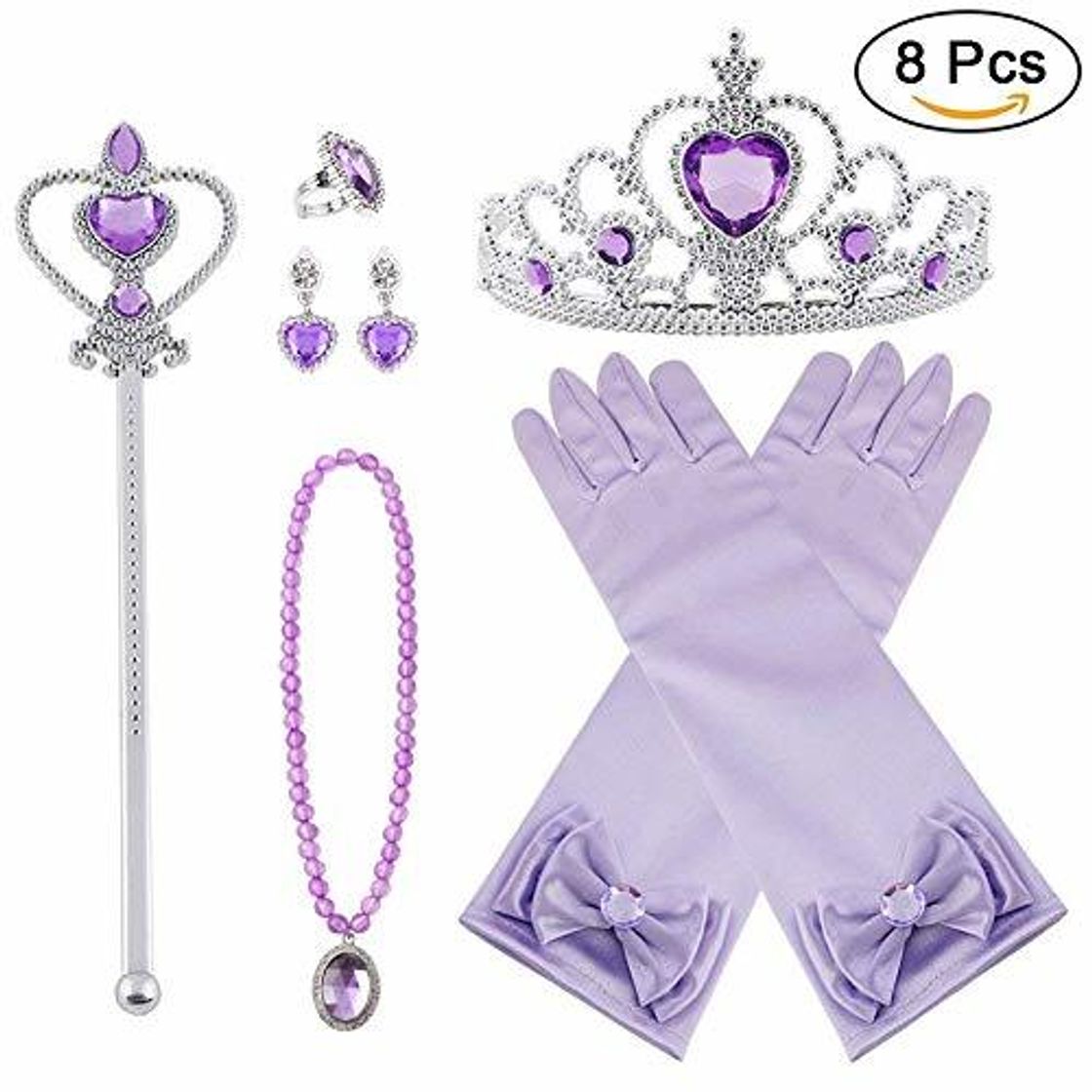 Product Vicloon Princesa Vestir Accesorios 8 Pcs Regalo Conjunto de Belleza Corona Anillo