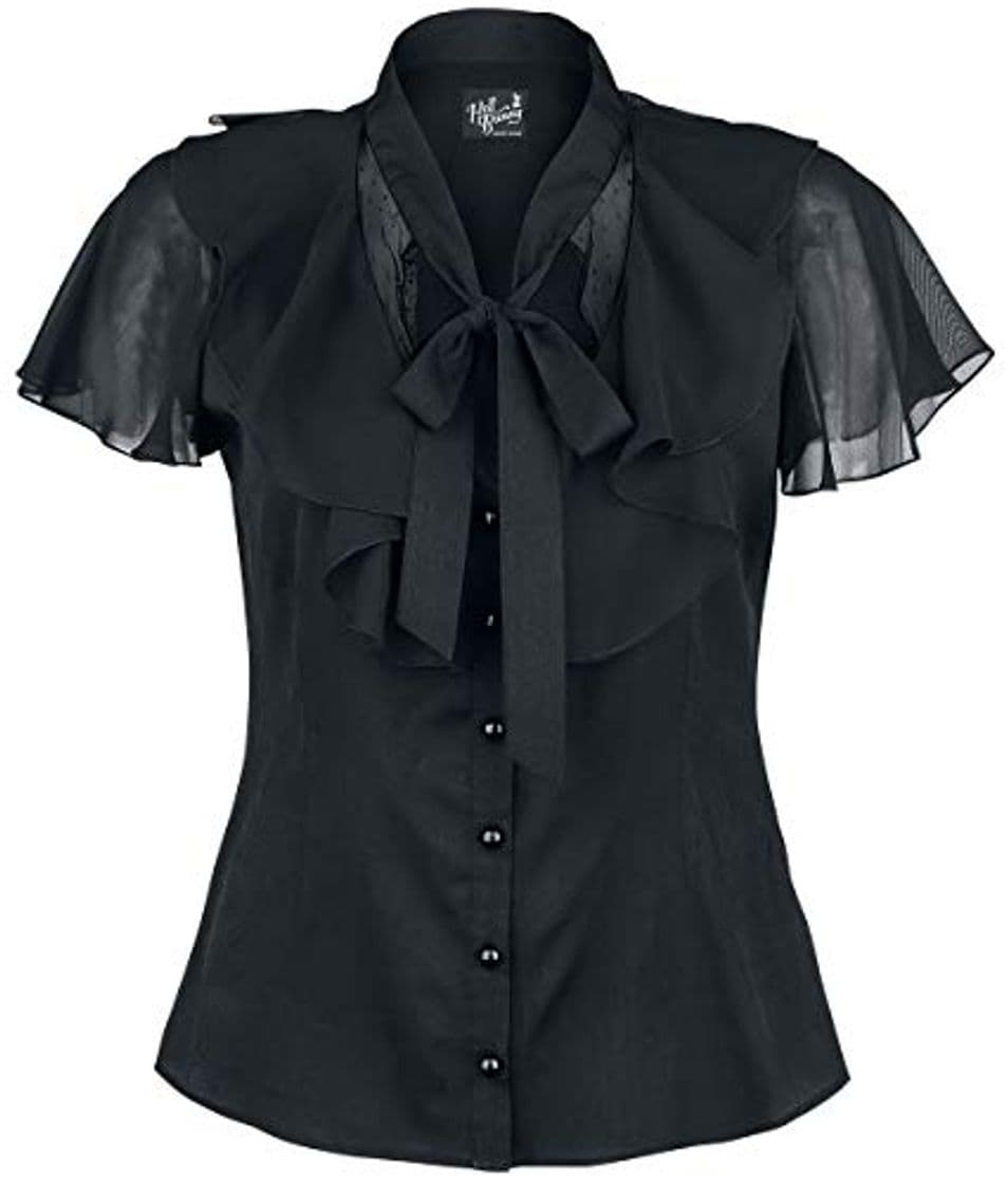 Product Hell Bunny Evanora Volante Lazo Blusa - Negro, UK 16