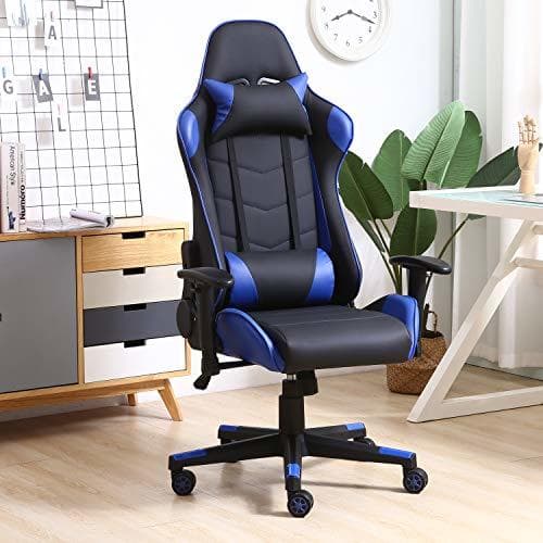 Lugar VS Venta-stock Sillón de Oficina Gaming Racer Profesional Azul, Silla con Reposacabeza