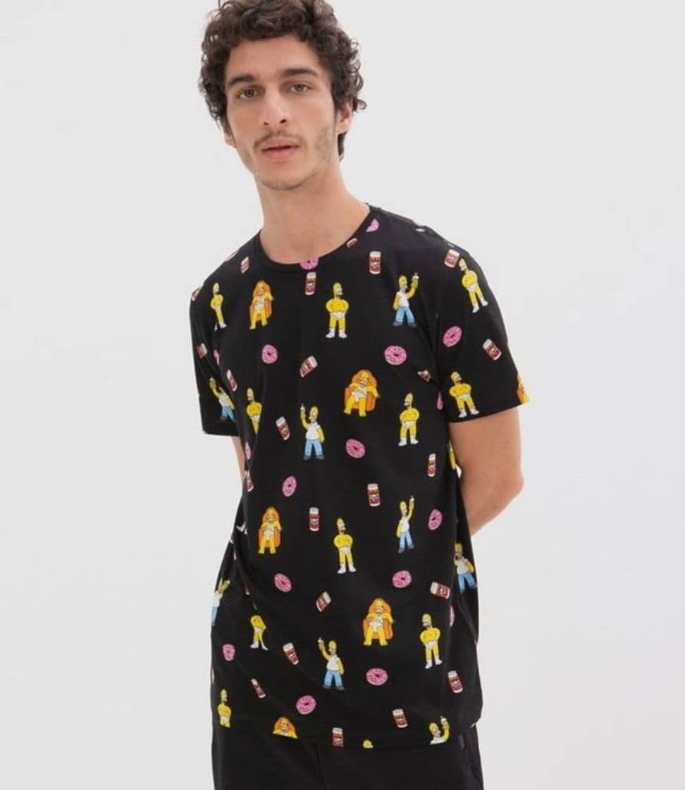 Fashion Camiseta Estampa Simpsons Preto