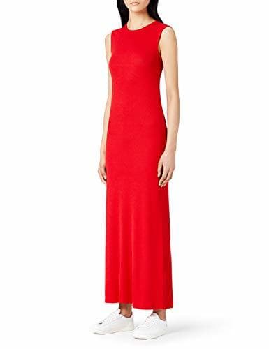 Product Marca Amazon - MERAKI Vestido Maxi sin Mangas Slim Fit Mujer, Rojo