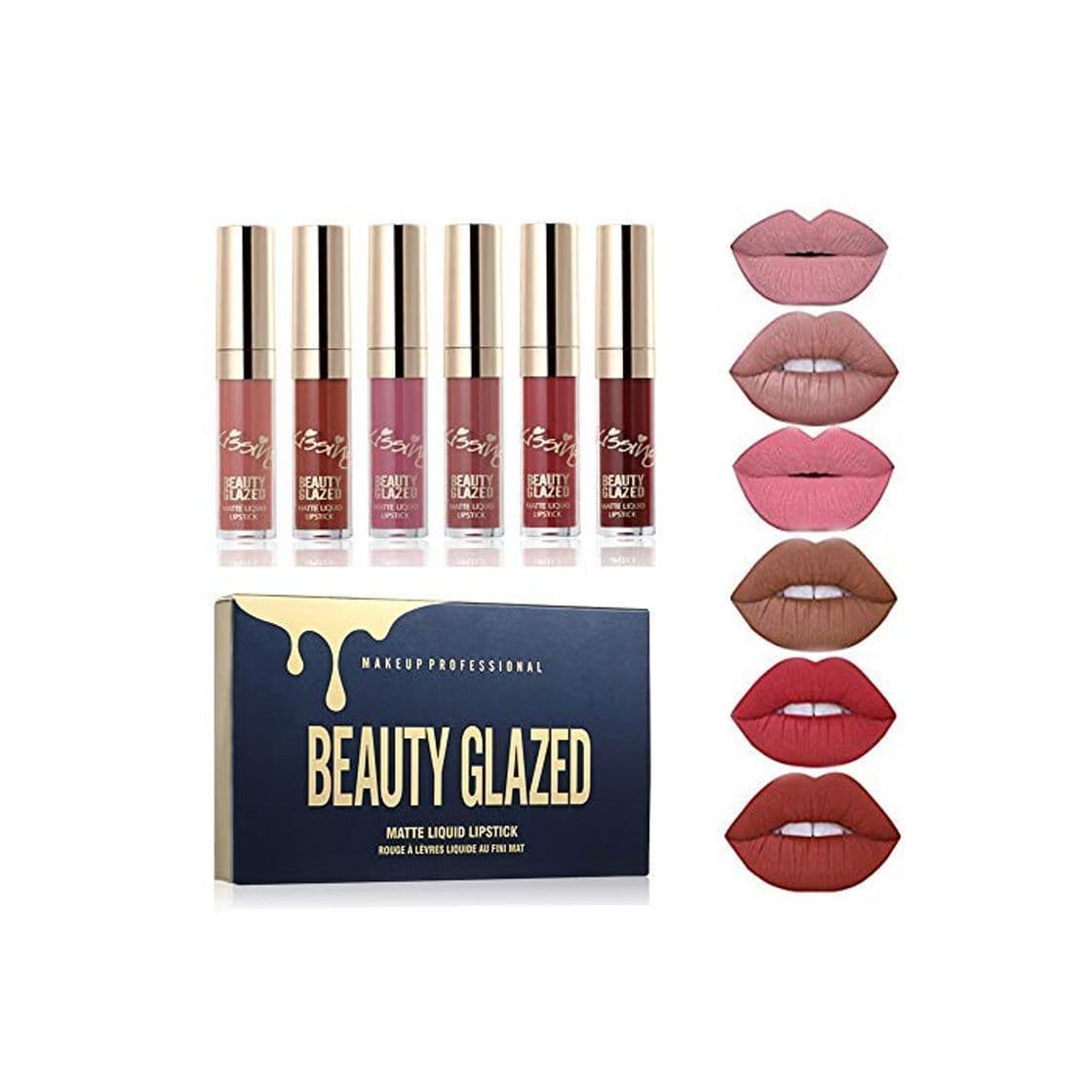 Belleza Beauty Sexy 6PCS/brillo de labios mate Sexy líquido Lipstick impermeable larga duración