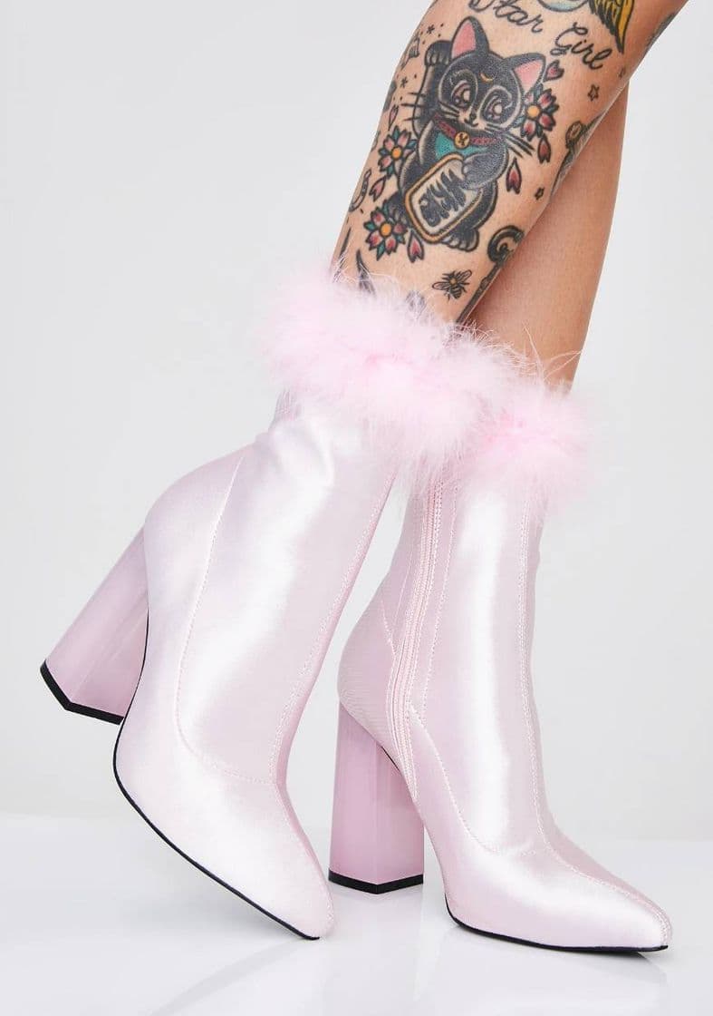 Moda Sugar Thrillz Marabou Heel Booties | Dolls Kill