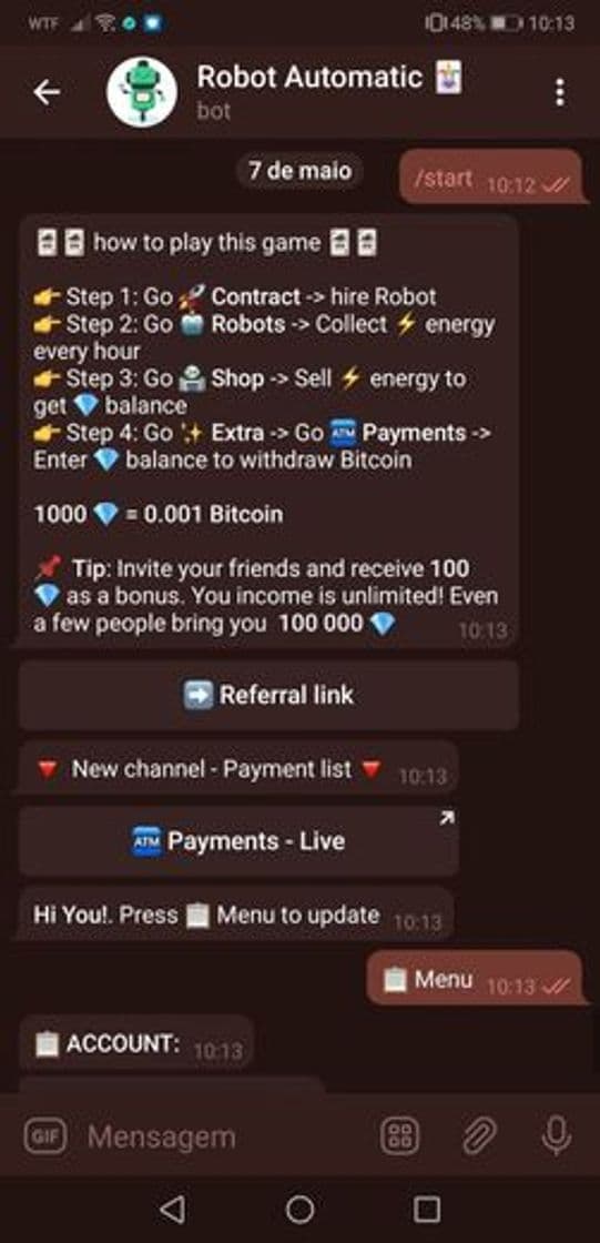 App ROBOT AUTOMATIC - WIN BITCOINS FREE