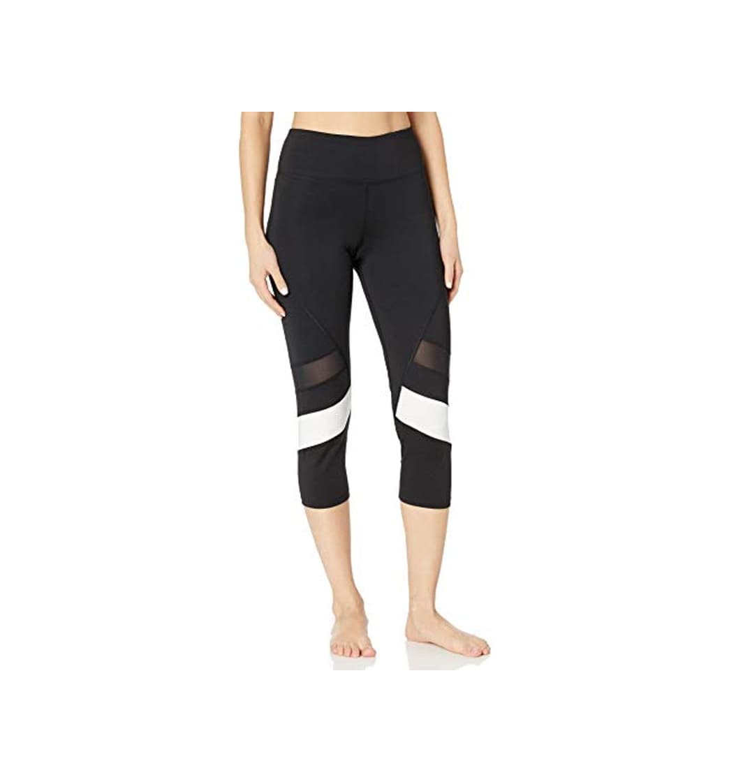 Product Amazon Brand - AURIQUE Leggings deportivos capri con paneles para mujer, Negro