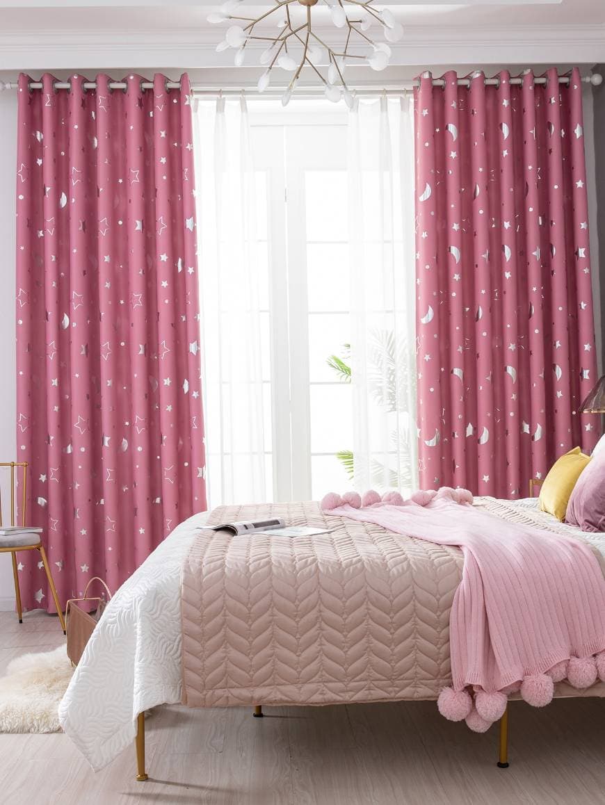 Fashion Cortinas con estampado de luna y estrellas