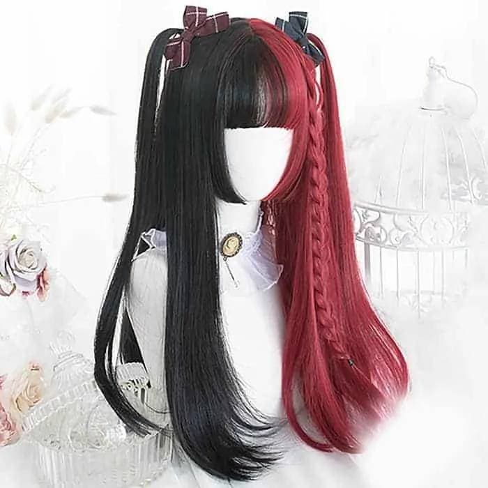 Product Red and black soft goth wig