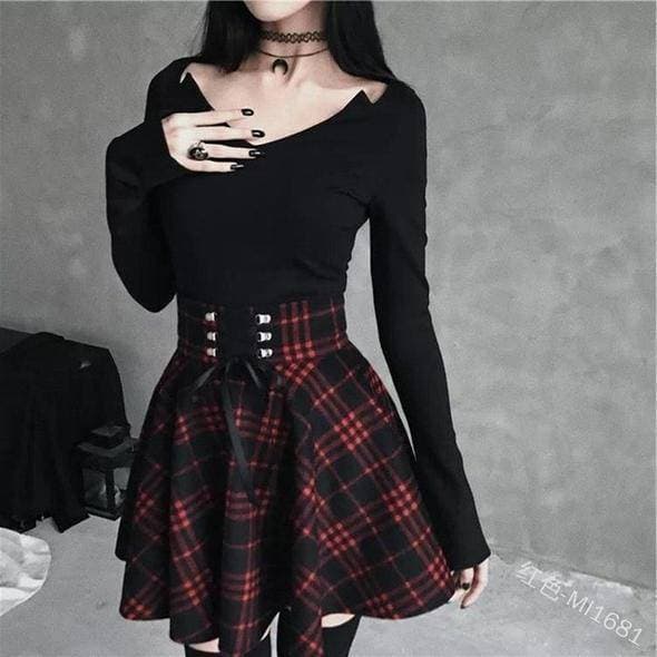 Producto High waisted plaid skirt