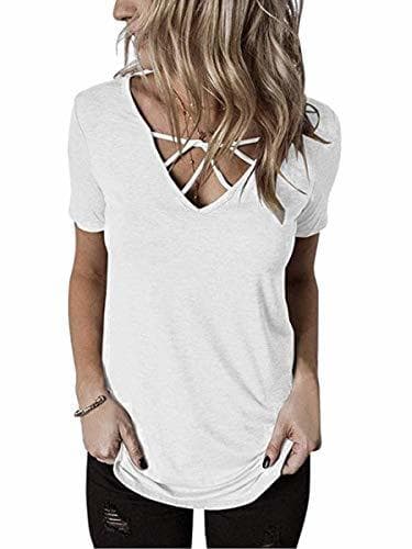 Producto Evelife Mujer Camisa Blusa Elegante Manga Corta Camisa Suelta Casual Verano Shirts