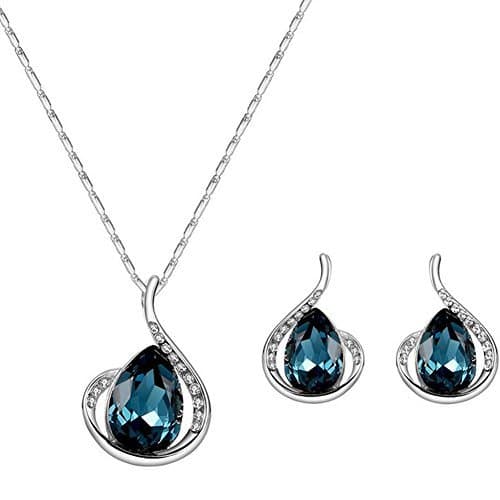 Product Beuya Mujer Conjunto de Joyas de Colgante de Cristal Azul en Forma